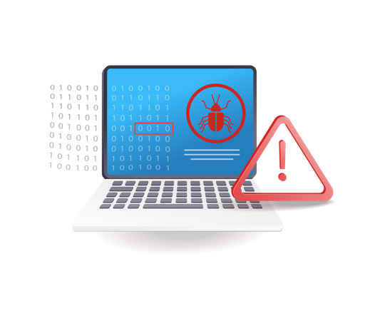 Viruses attack the security of computer systems  일러스트레이션