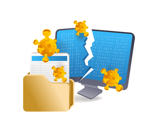Viruses damage computer security systems  일러스트레이션