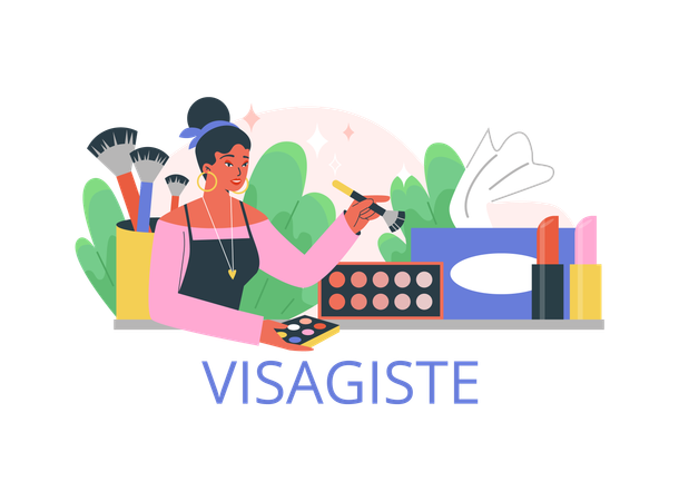 Visagist or makeup beautician  Illustration