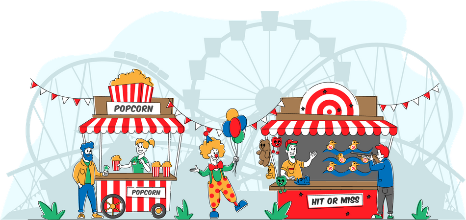 Visit amusement park Illustration