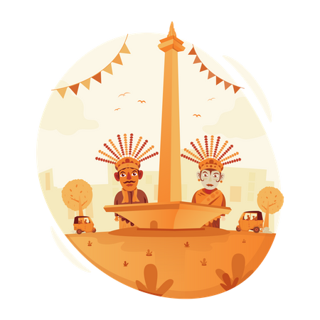 Visit Jakarta national monument  Illustration