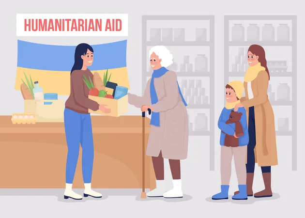 Visita ao centro humanitário  Ilustração