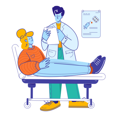 Visita del paciente por el médico  Ilustración