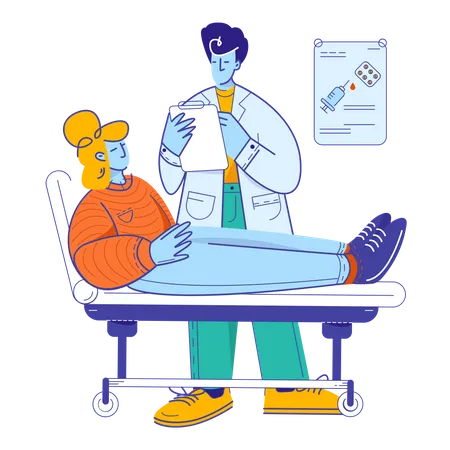 Visita del paciente por el médico  Ilustración