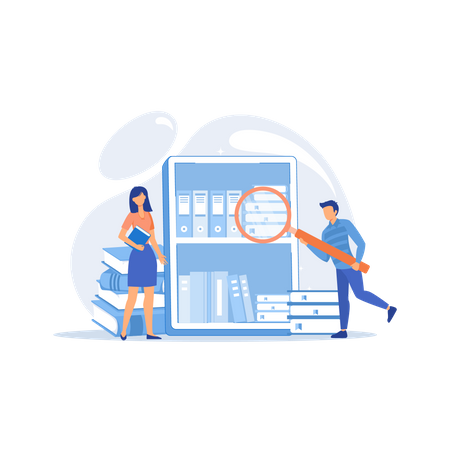 Visitantes da biblioteca pública  Illustration