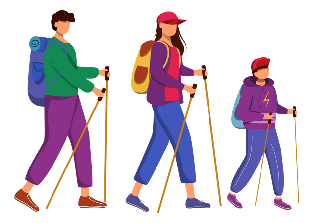 Visite à pied en famille  Illustration