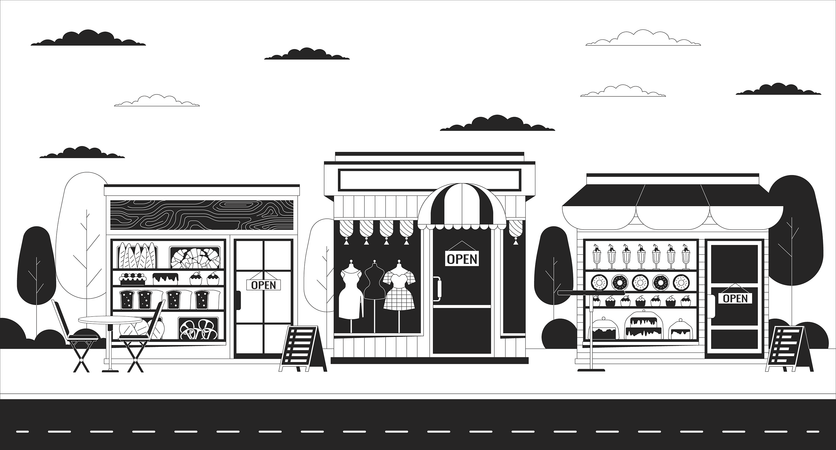 Visiter les magasins locaux  Illustration