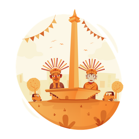 Visite o monumento nacional de Jacarta  Ilustração