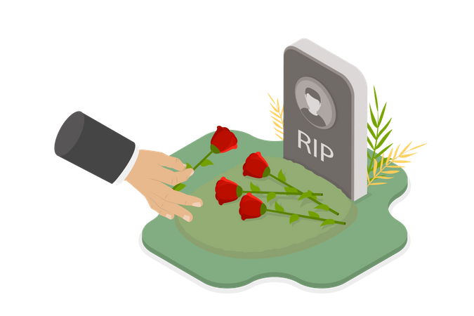 Visiting Cemetery  Illustration