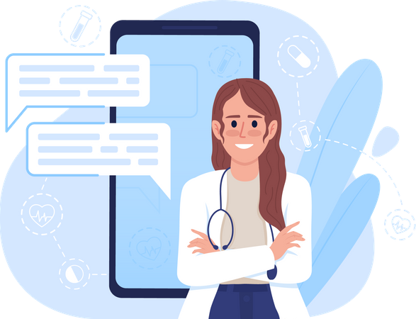 Visiting doctor online with mobile app  Illustration