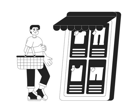 Visiting online clothing store Illustration