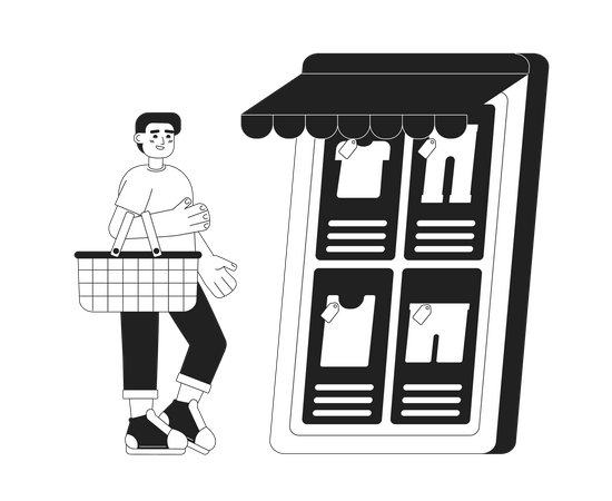 Visiting online clothing store  Illustration