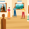 people looking at painting illustration svg