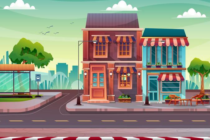 Vista da cidade  Ilustração