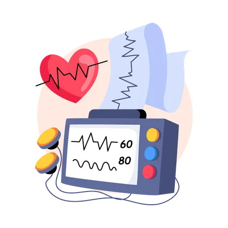 Observaciones del médico en la máquina de ECG  Ilustración