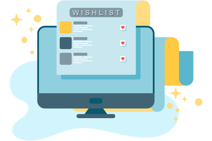 Visualización de la lista de deseos en el monitor  Ilustración