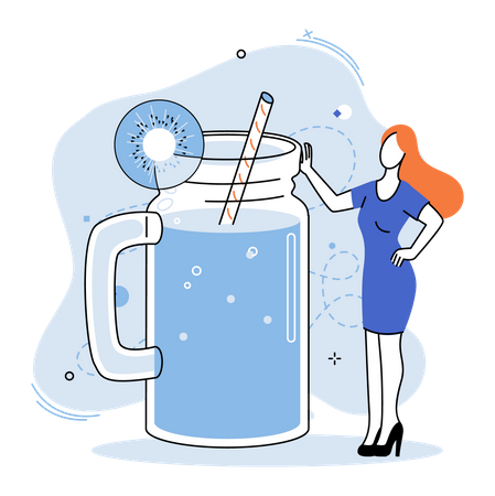 Vitamin full beverage from straw  Illustration