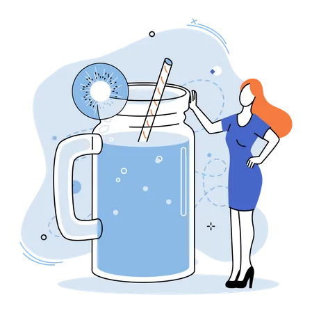 Vitamin full beverage from straw  Illustration