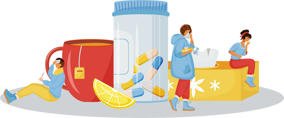 Vitamines pour femme malade du rhume  Illustration