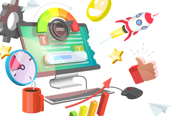 Vitesse du site Web, optimisation du temps de chargement des pages Web  Illustration
