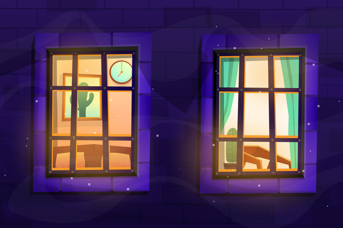 Fenêtre en verre de la maison  Illustration