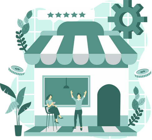 Vitrine de café  Ilustração