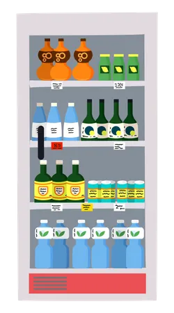 Vitrinenkühlschrank für kühle Getränke in Flaschen  Illustration