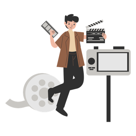 Vlog-Schauspieler hält Filmklappe  Illustration