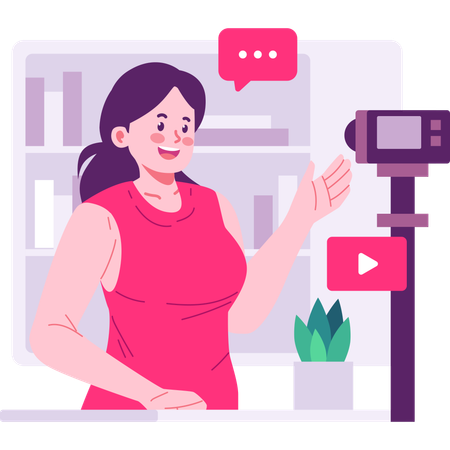 Vlogger haciendo vlog en casa  Illustration