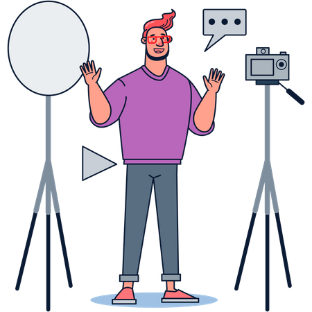 Vlogger recording video Illustration