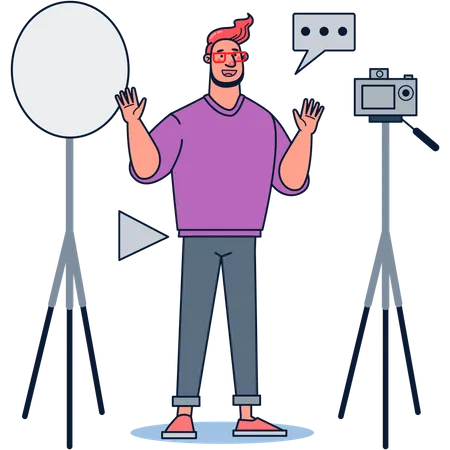 Vlogger recording video Illustration