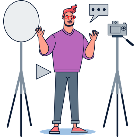 Vlogger recording video  Illustration