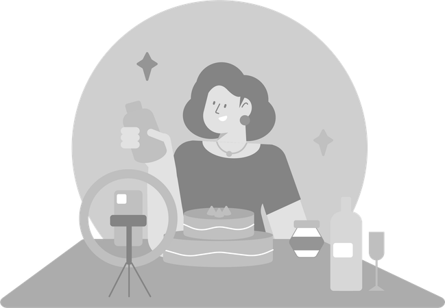 Vlogueuse culinaire féminine  Illustration