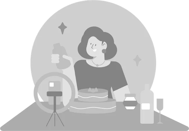 Vlogueuse culinaire féminine  Illustration
