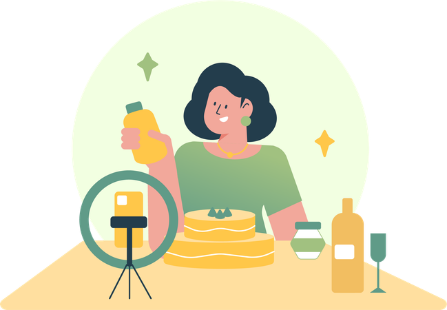 Vlogueuse culinaire féminine  Illustration