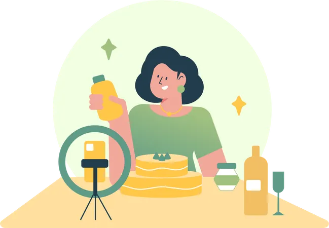Vlogueuse culinaire féminine  Illustration