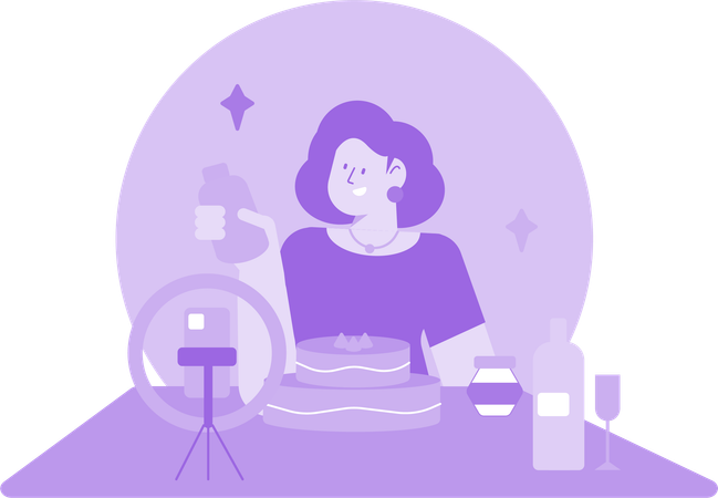 Vlogueuse culinaire féminine  Illustration