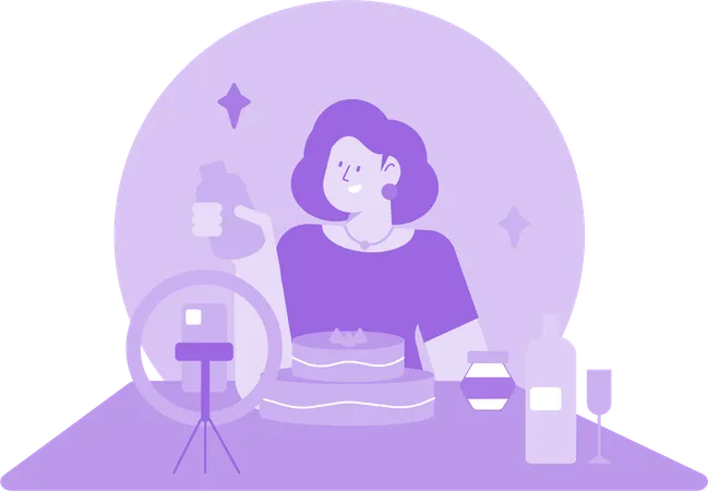 Vlogueuse culinaire féminine  Illustration