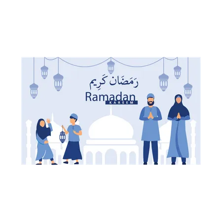 Salutation familiale pour le ramadan  Illustration