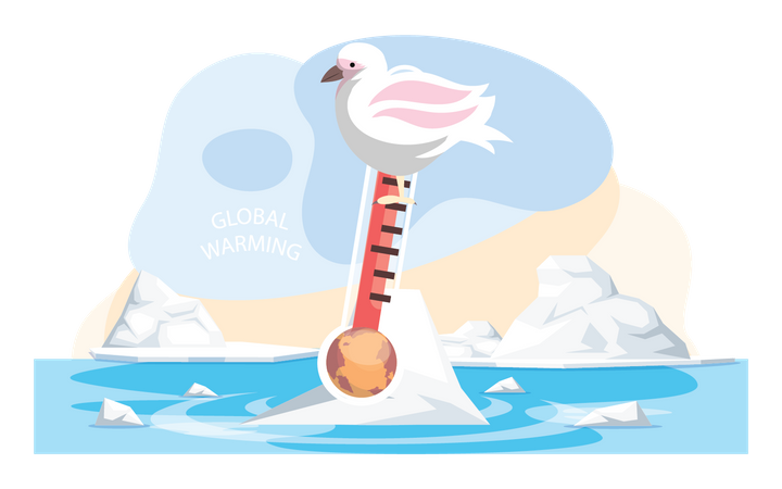 Vögel, die in kalten Regionen leben, leiden unter der globalen Erwärmung  Illustration