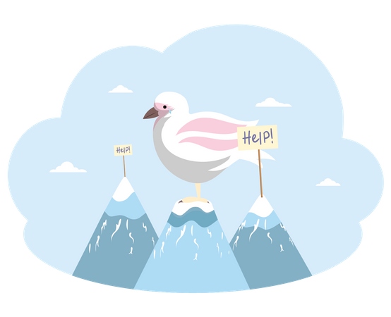 Vögel leiden bei kaltem Wetter  Illustration