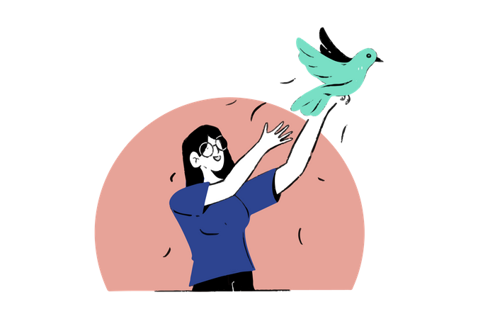 Freilassung von Vögeln  Illustration