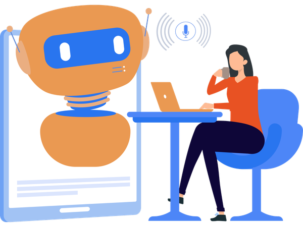 Voice assistant helps engineer in recognizing voice  Illustration