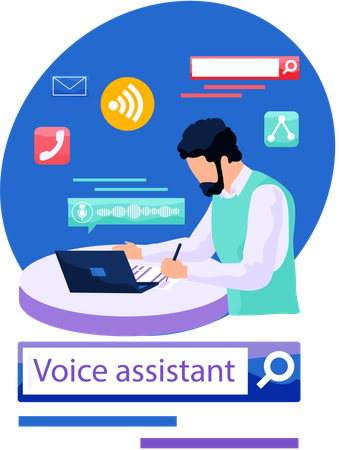 Voice assistant software agent perform tasks for user  Illustration