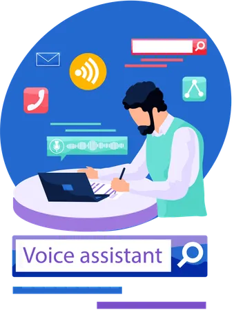 Voice assistant software agent perform tasks for user  Illustration