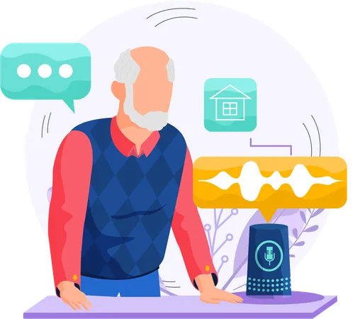 Voice assistant software agent perform tasks for user  Illustration