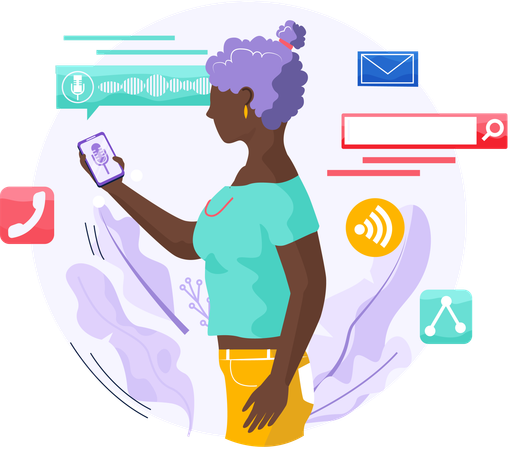 Voice assistant software agent perform tasks for user queries  Illustration