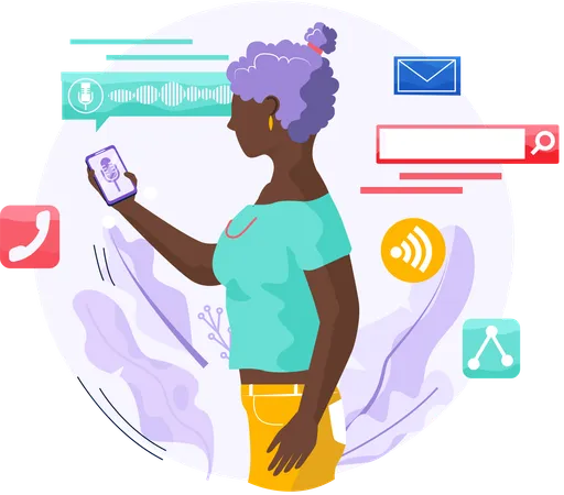 Voice assistant software agent perform tasks for user queries  Illustration