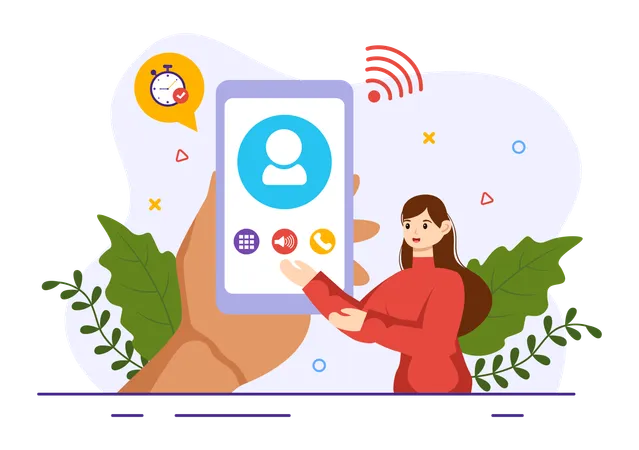 VOIP Or Voice Over Internet Protocol Vector Illustration With Telephony Scheme Technology And Network Phone Call Software In Flat Background Illustration