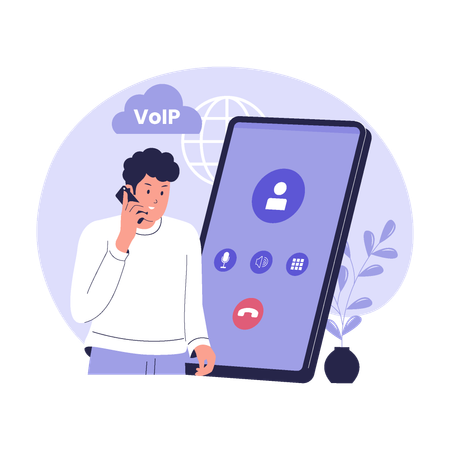 Voice over Internet Protocol Communication via Smartphone  Illustration